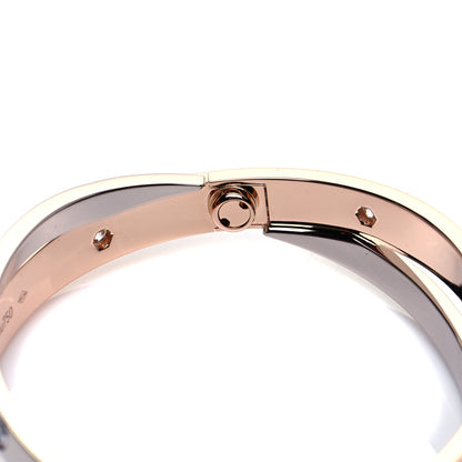 Cartier 18K Pink White Gold 12 Diamond Double LOVE Bracelet 16 6 of 9