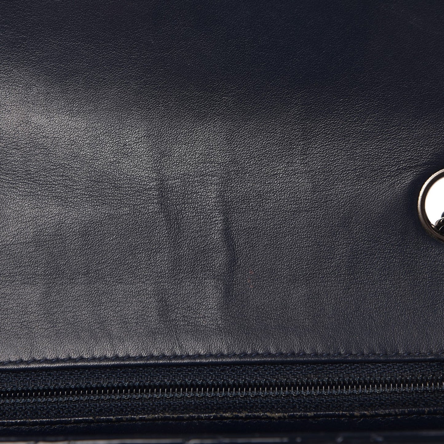 Patent Quilted Mini Square Flap Navy Blue
