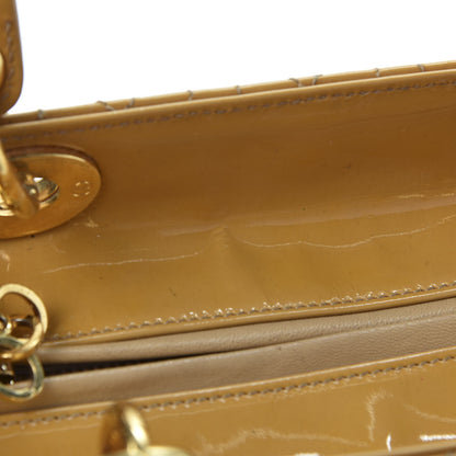 Christian Dior Metallic Patent Cannage Medium Lady Dior Yellow 7 of 15