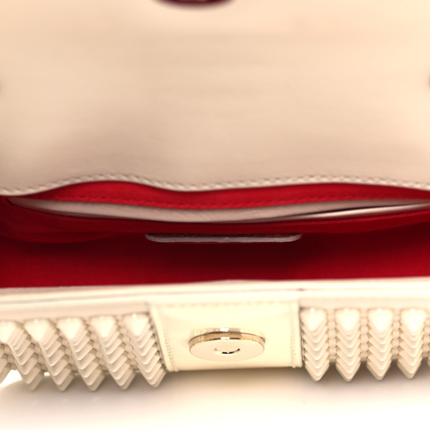 Christian Louboutin Calfskin Spikes Sweety Charity Shoulder Bag Beige 5 of 9