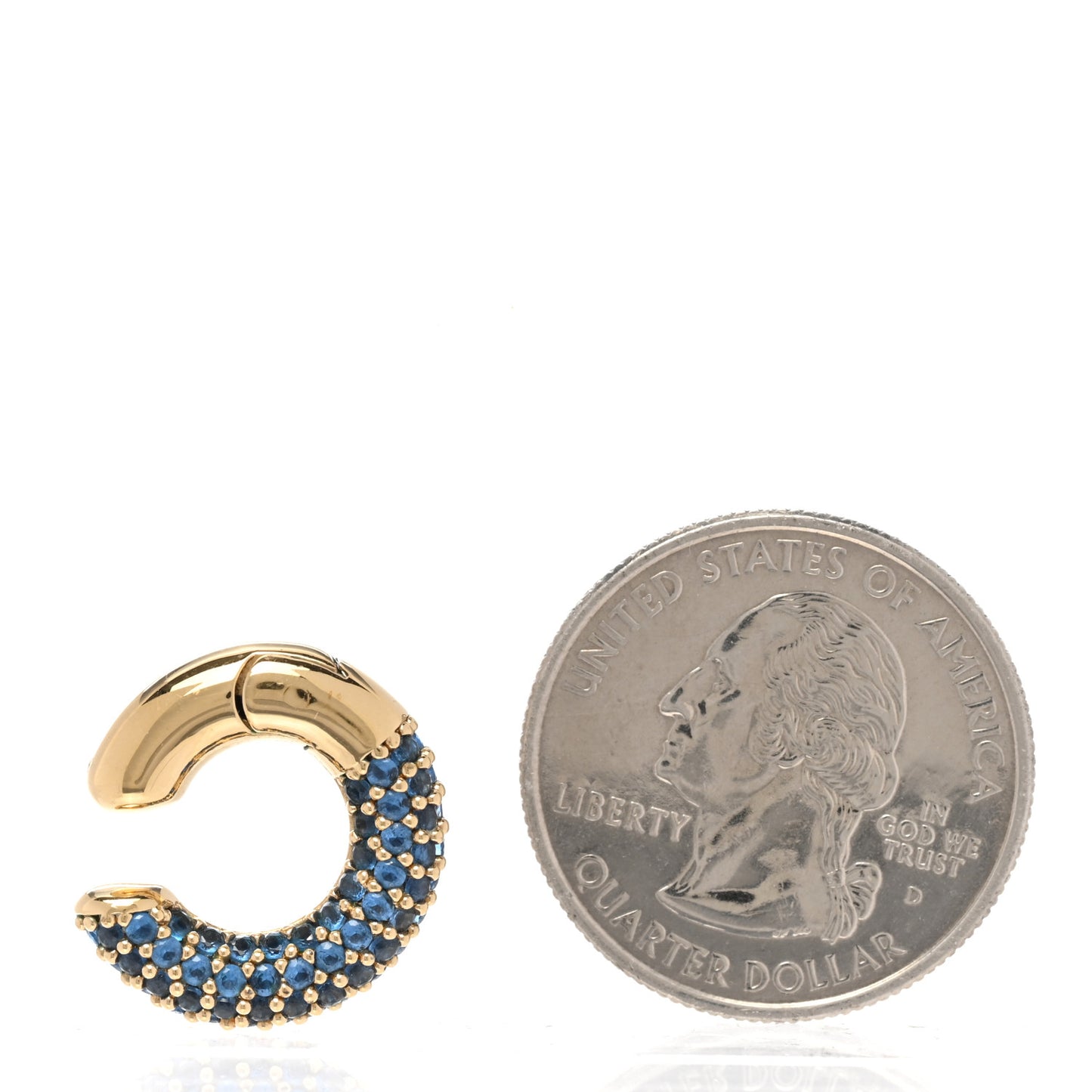 Metal Crystal Ear Cuff Blue Gold