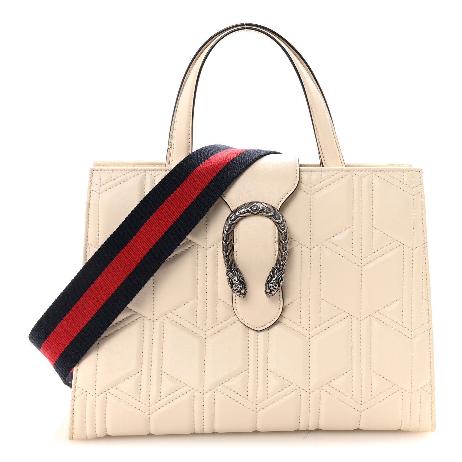 Gucci Cafskin Web Quilted Large Dionysus Tote Bag White 1 of 10