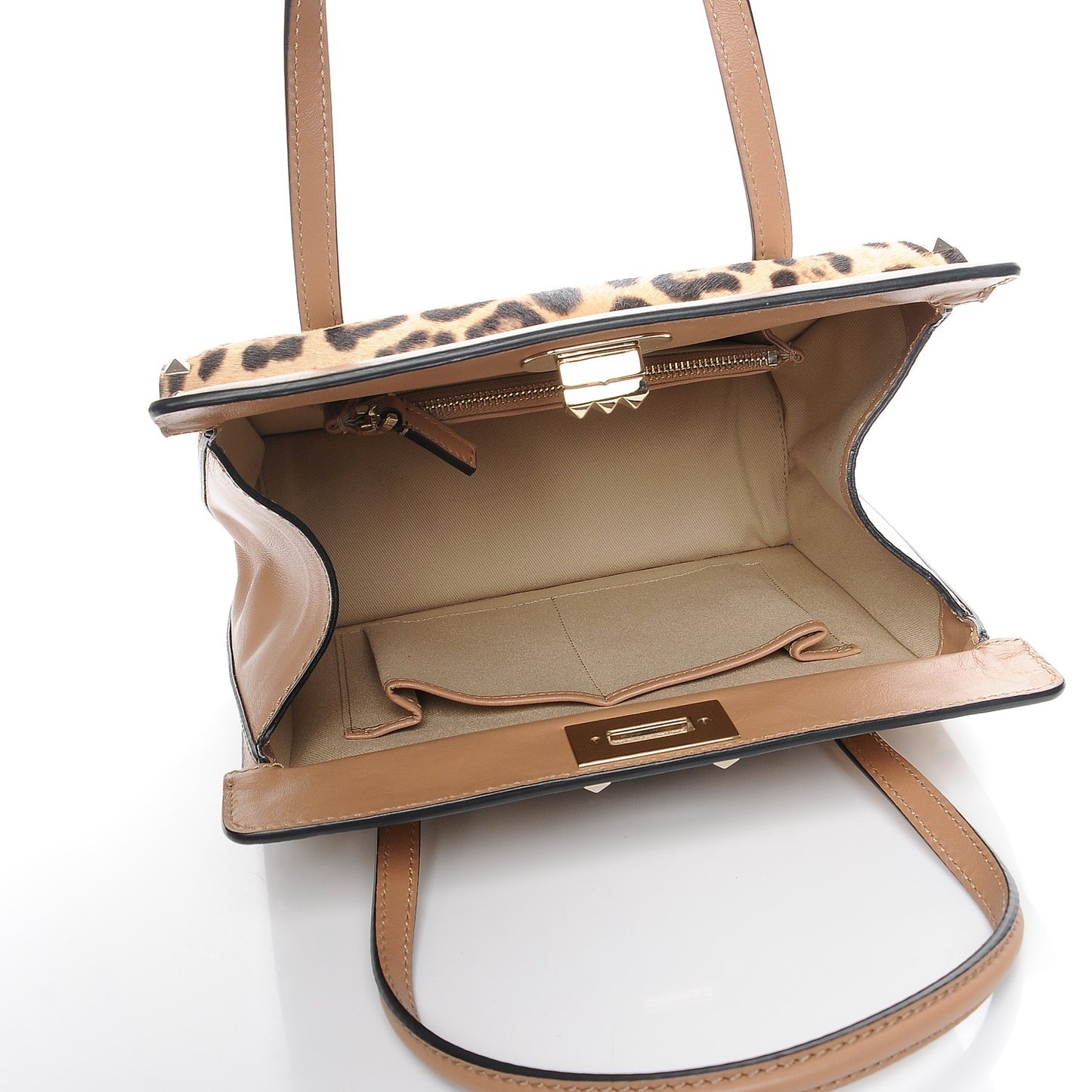 Pony Hair Rockstud Frame Bag Leopard