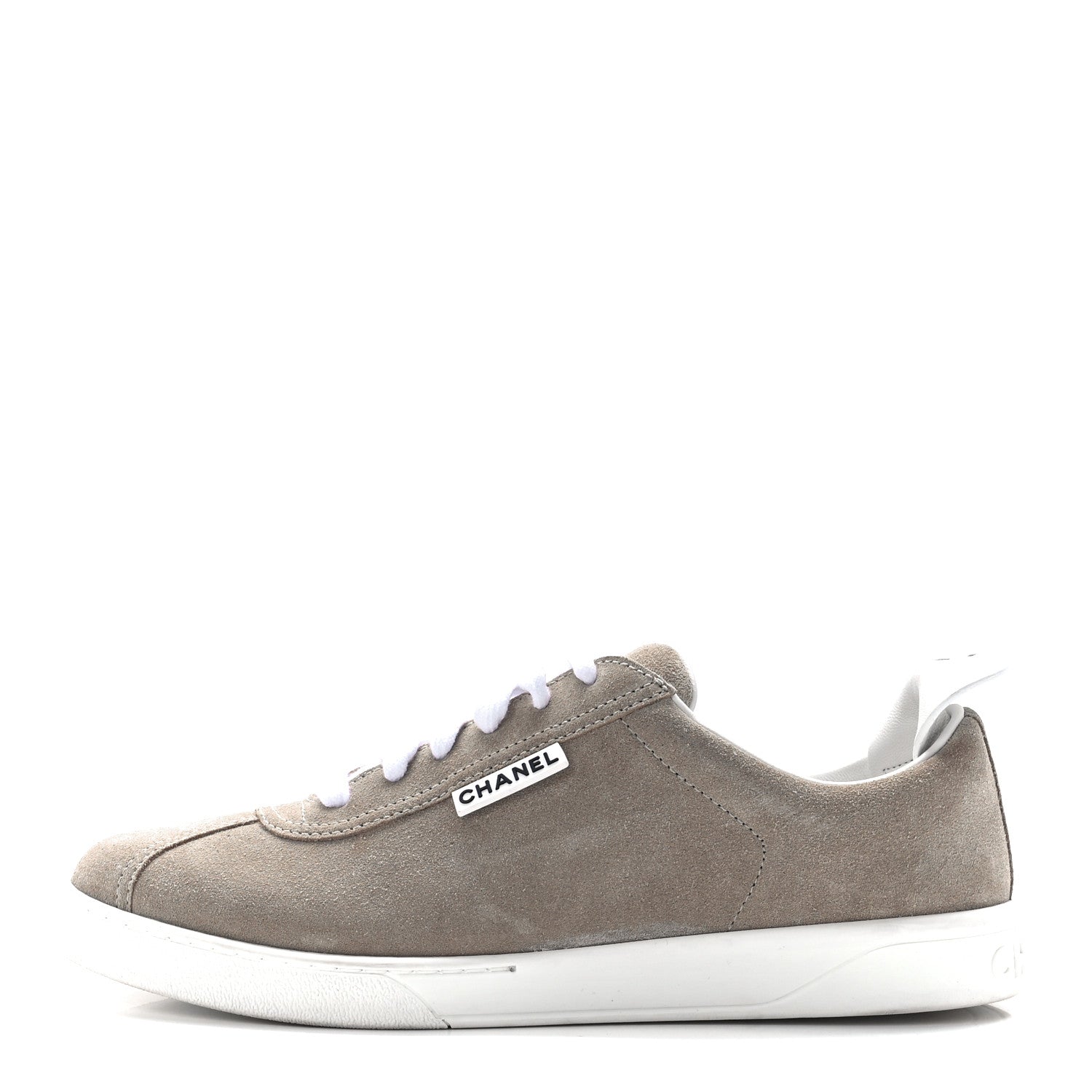Chanel Suede Calfskin Womens Sneakers 41 Dark Beige 1 of 9