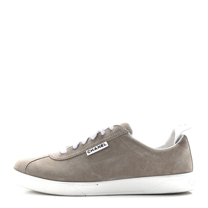Chanel Suede Calfskin Womens Sneakers 41 Dark Beige 1 of 9