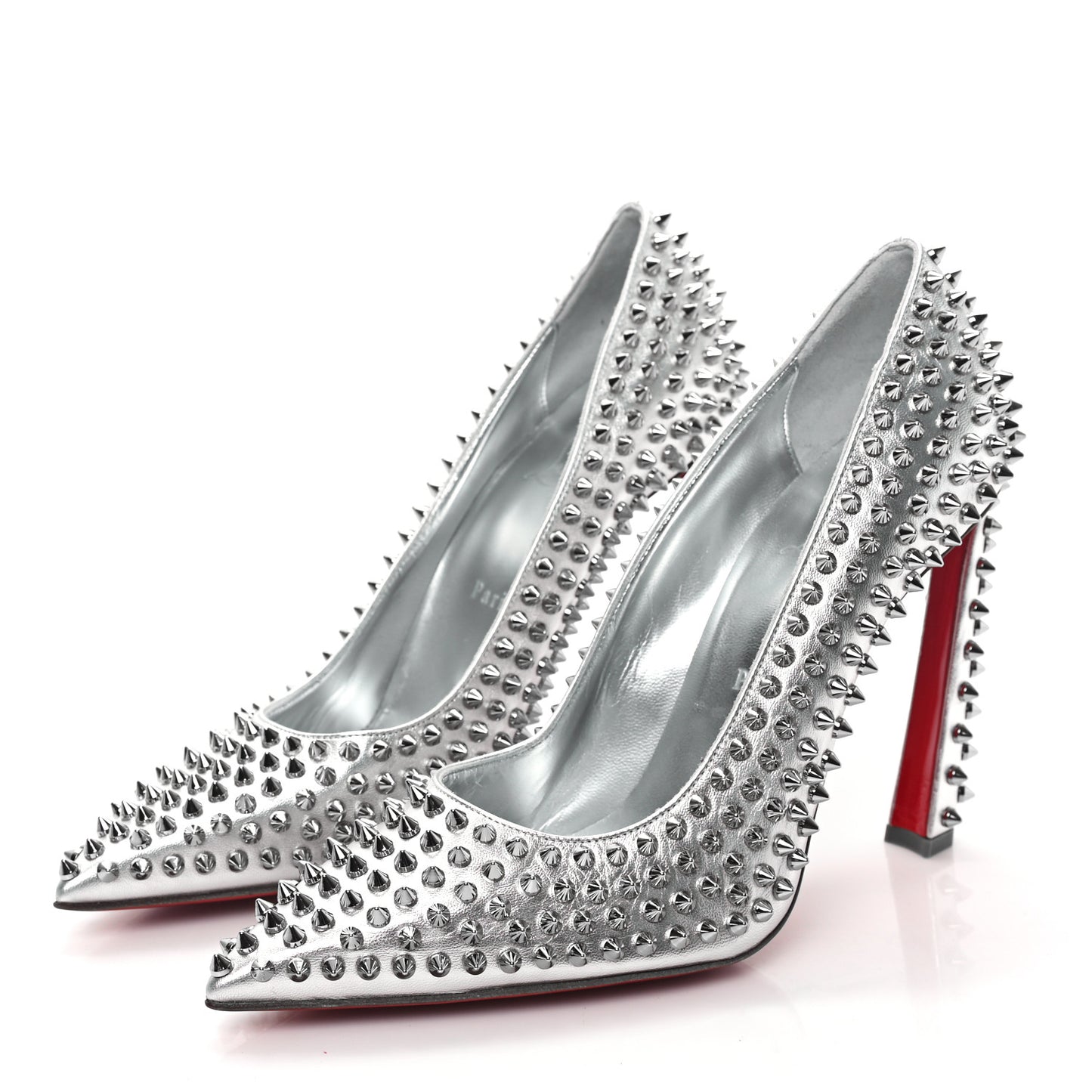 Metallic Nappa Condora Spikes 100 Pumps 40 Silver