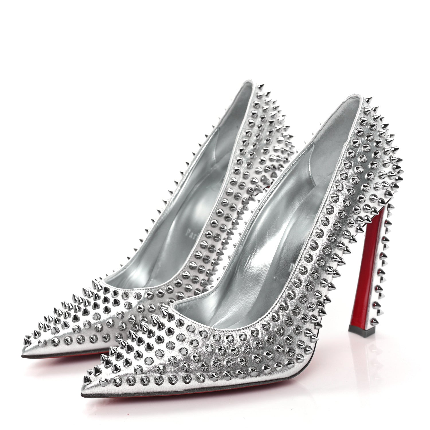 Christian Louboutin Metallic Nappa Condora Spikes 100 Pumps 40 Silver 3 of 7
