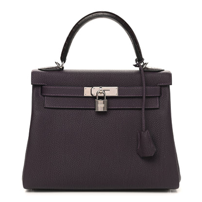 Hermes Togo Matte Alligator Kelly Retourne Touch 28 Raisin Prunoir 1 of 9