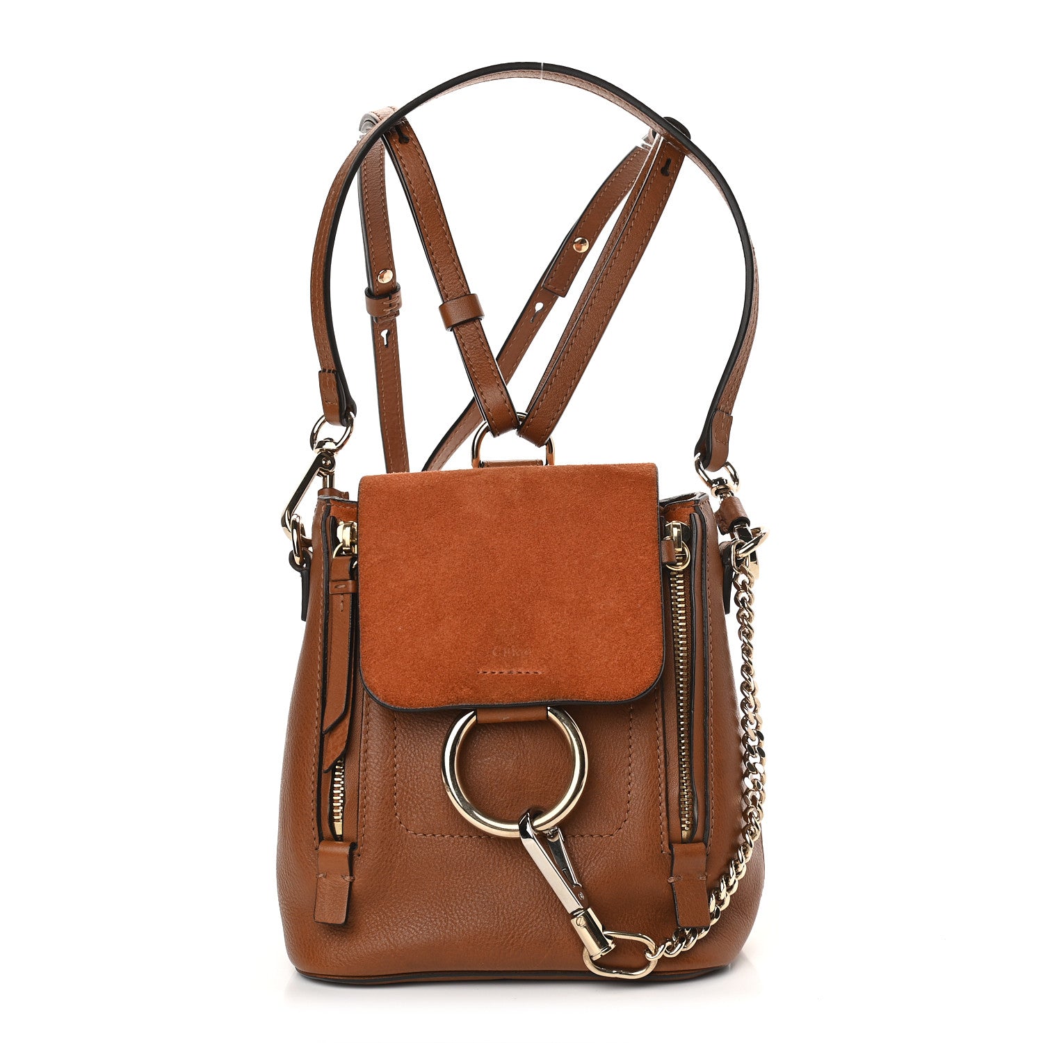 Chloe Suede Calfskin Mini Faye Backpack Tan 1 of 10