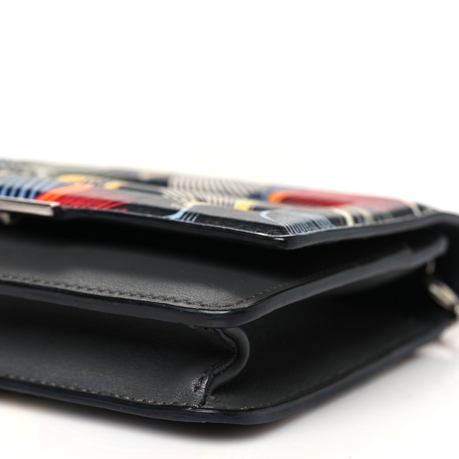 Fendi Calfskin Orchid Flamingo Tube Wallet on Chain Black Multicolor 10 of 10