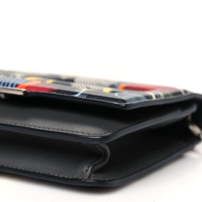 Fendi Calfskin Orchid Flamingo Tube Wallet on Chain Black Multicolor 10 of 10
