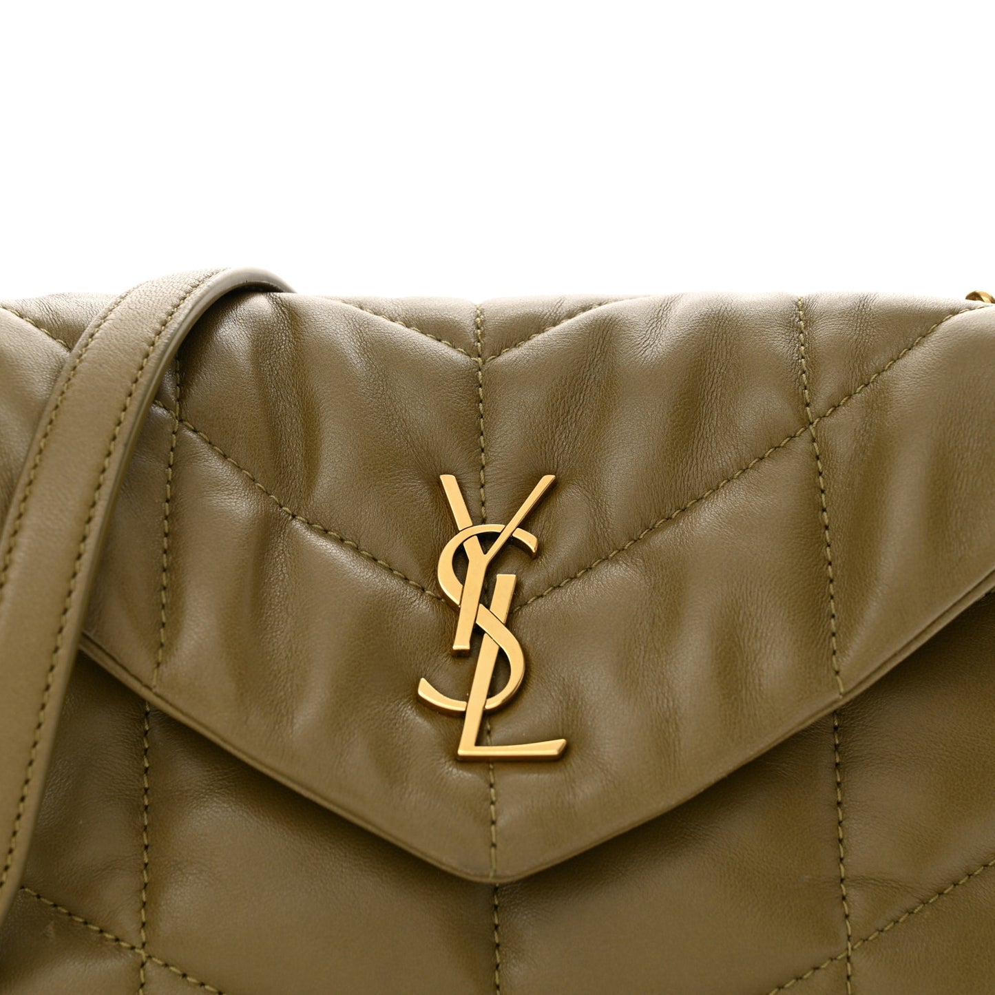 Lambskin Quilted Toy Loulou Puffer Monogram Chain Satchel Hazel Green