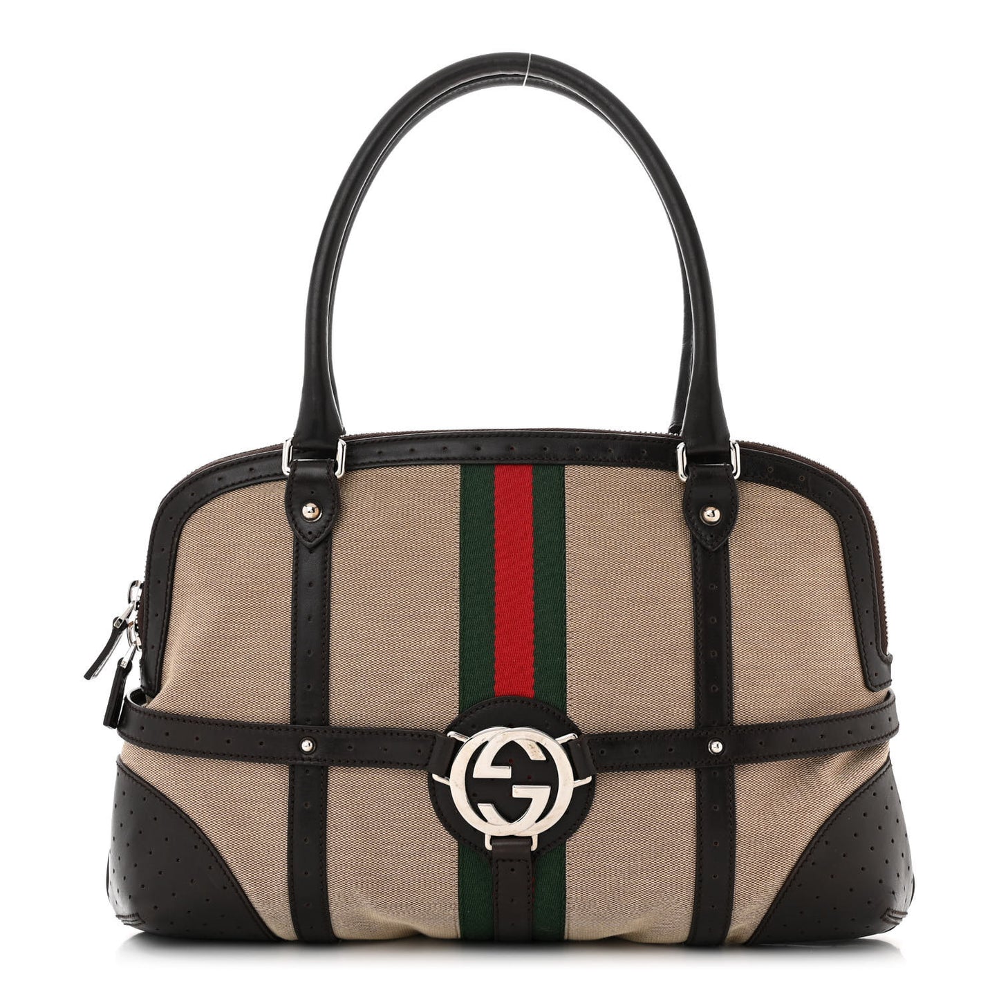 Canvas Web GG Reins Shoulder Bag Brown