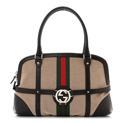 Gucci Canvas Web GG Reins Shoulder Bag Brown 1 of 14