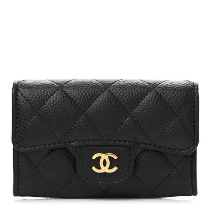 Chanel Caviar Quilted Flap Card Holder Wallet Black 1 of 9