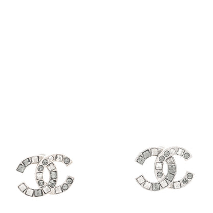 Chanel Baguette Crystal CC Earrings Silver Grey 1 of 4