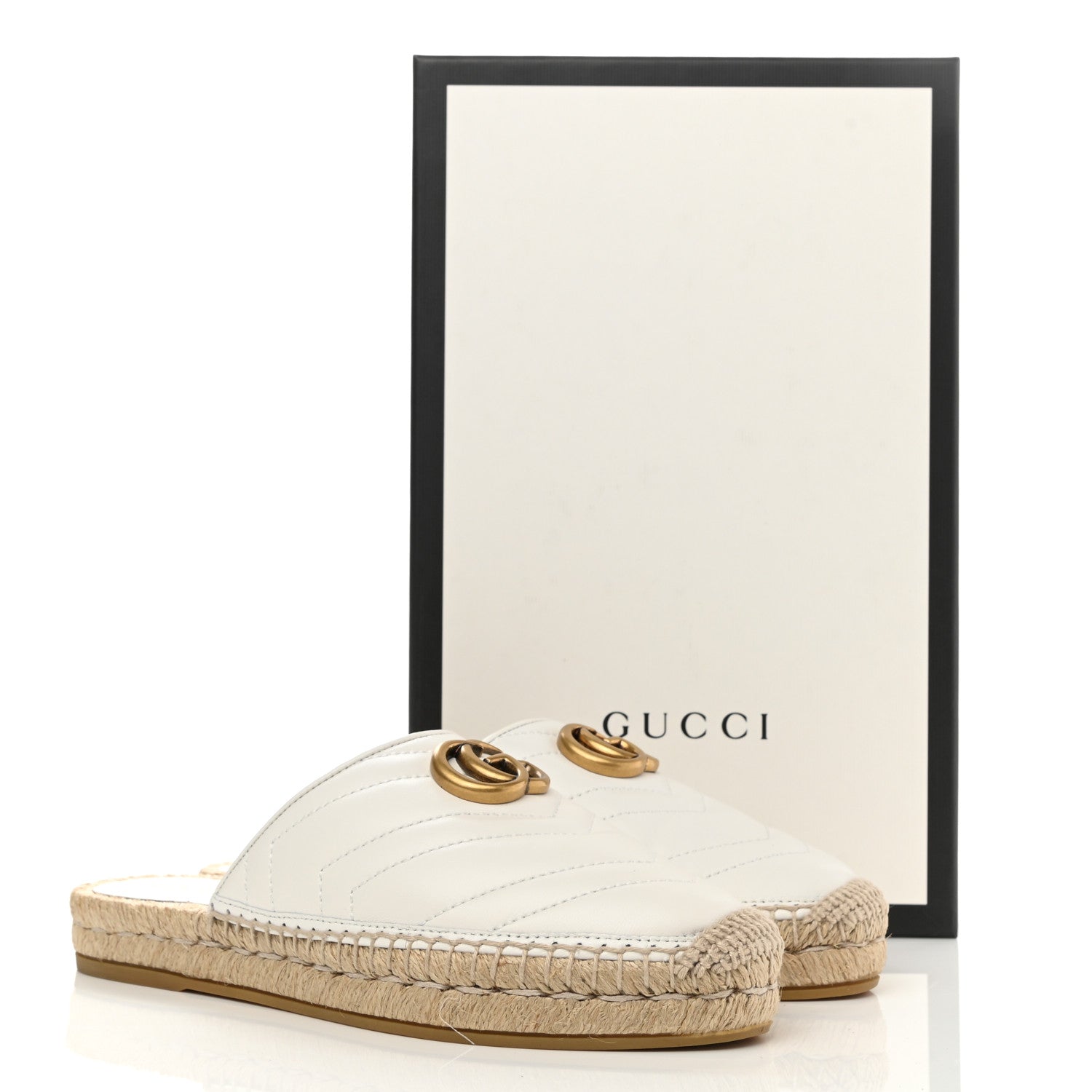 Gucci Nappa Matelasse GG Marmont Espadrille Slippers 36 Great White 9 of 9