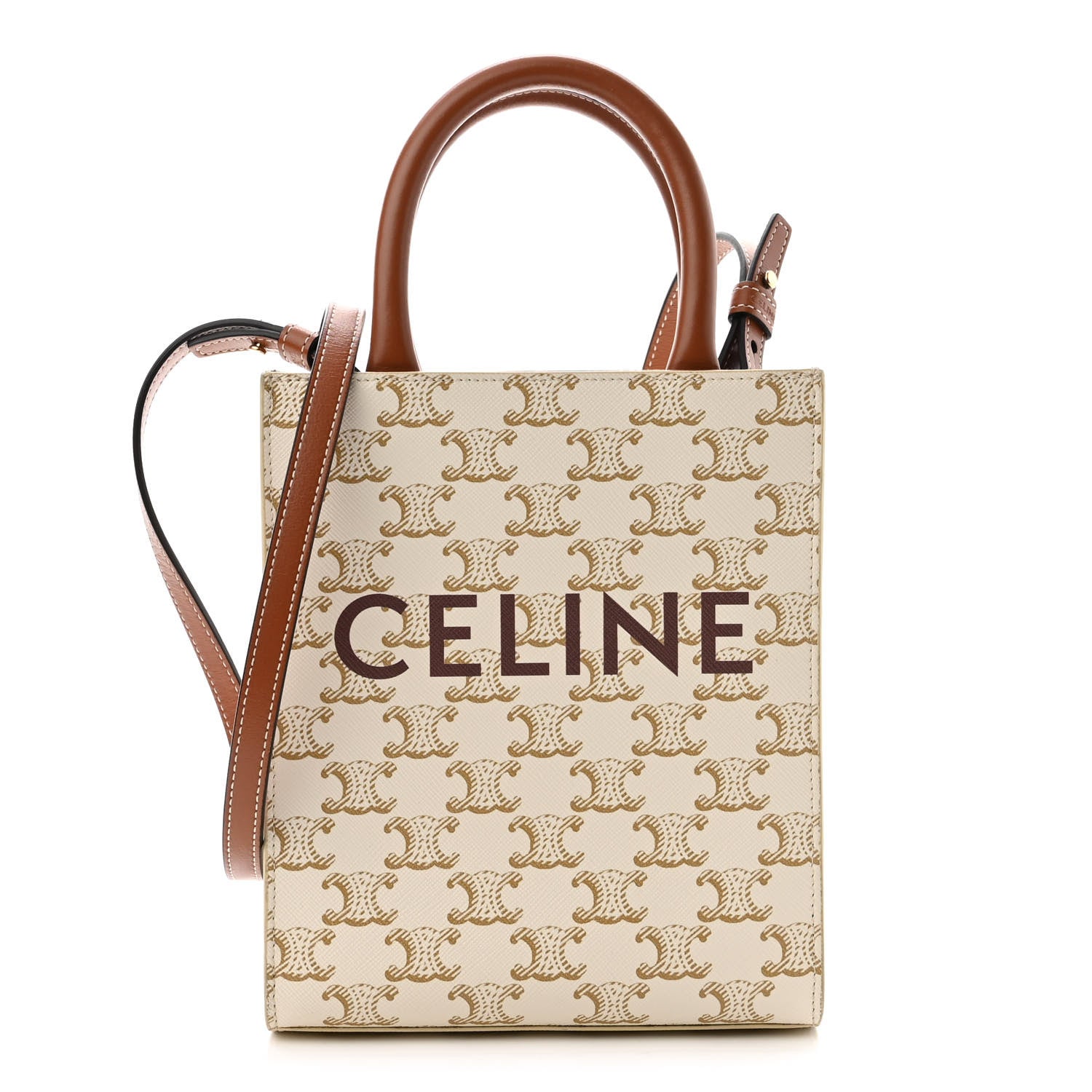 Celine Triomphe Canvas Calfskin Mini Vertical Cabas White 1 of 9