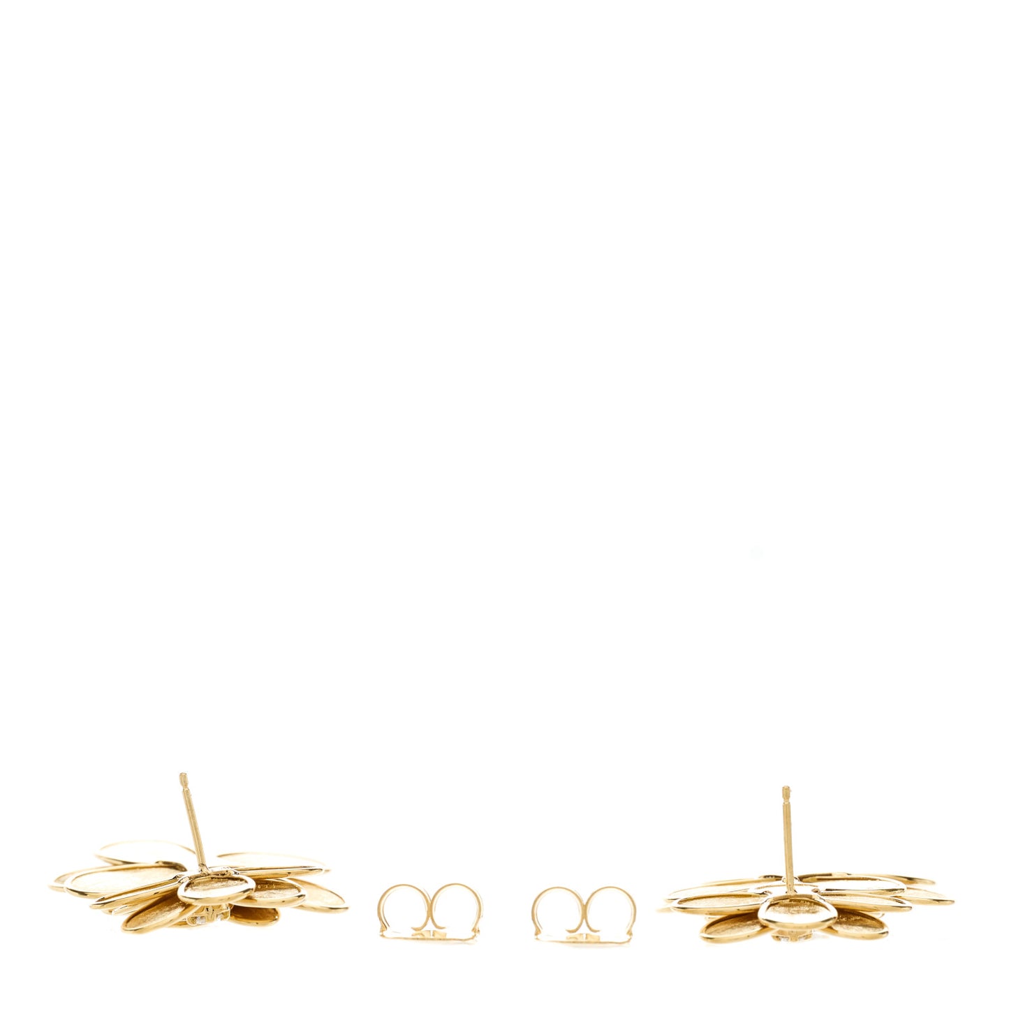 18K Yellow Gold Diamond Flower Statement Earrings
