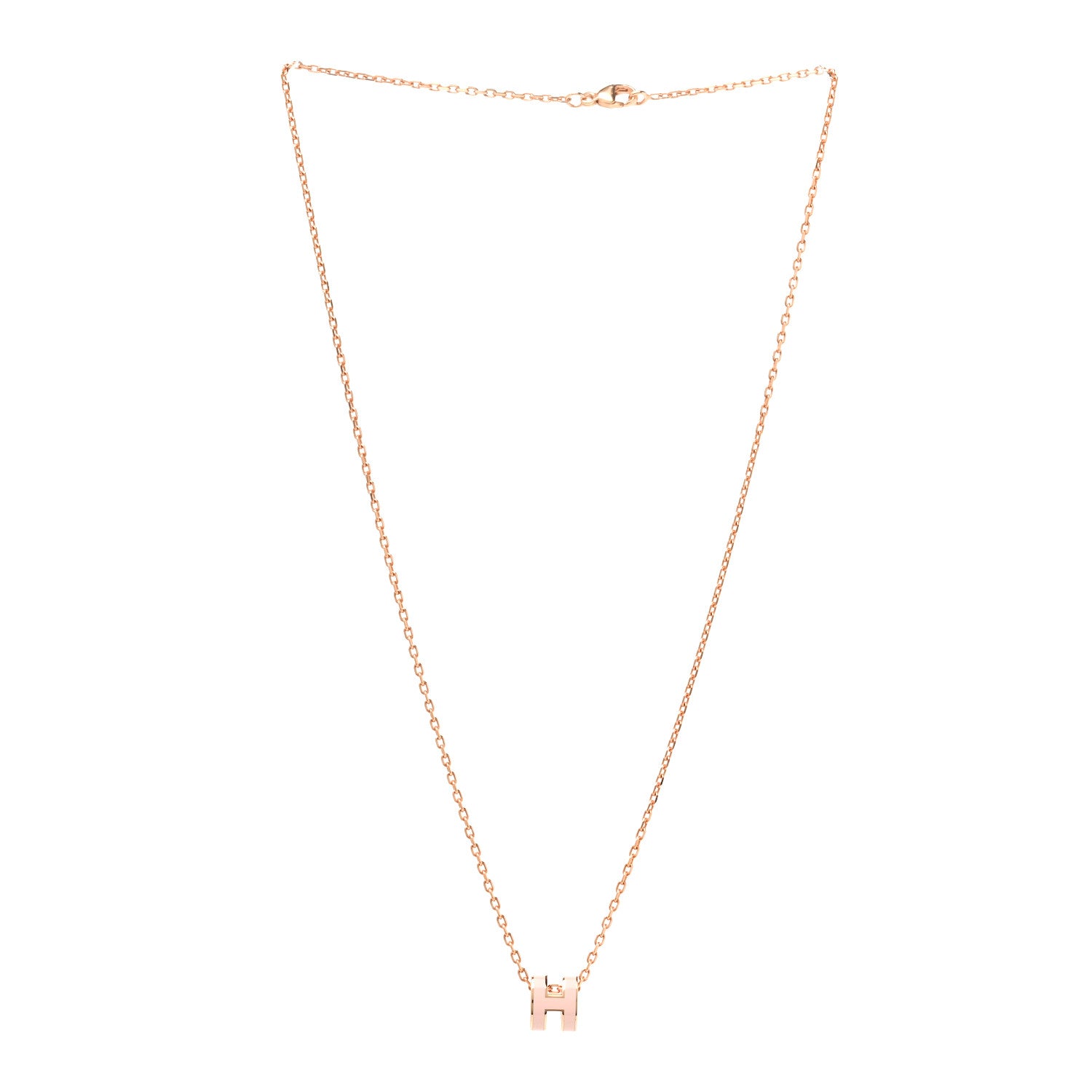 Hermes Lacquered Rose Gold Mini Pop H Pendant Necklace Rose Dragee 3 of 6