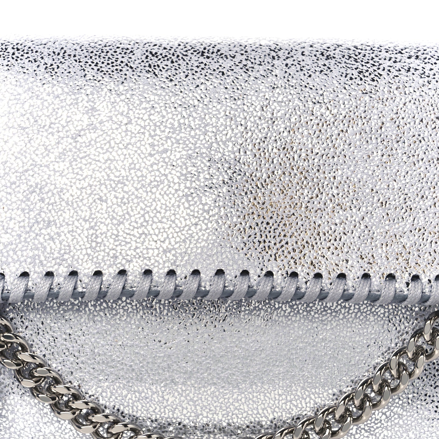 Metallic Shaggy Deer Mini Falabella Crossbody Bag Silver