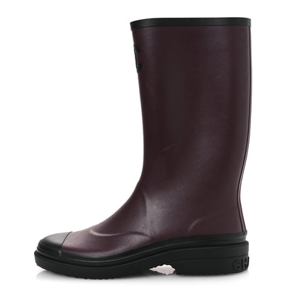 Chanel Caoutchouk CC High Boots 41 Dark Burgundy Black 1 of 14