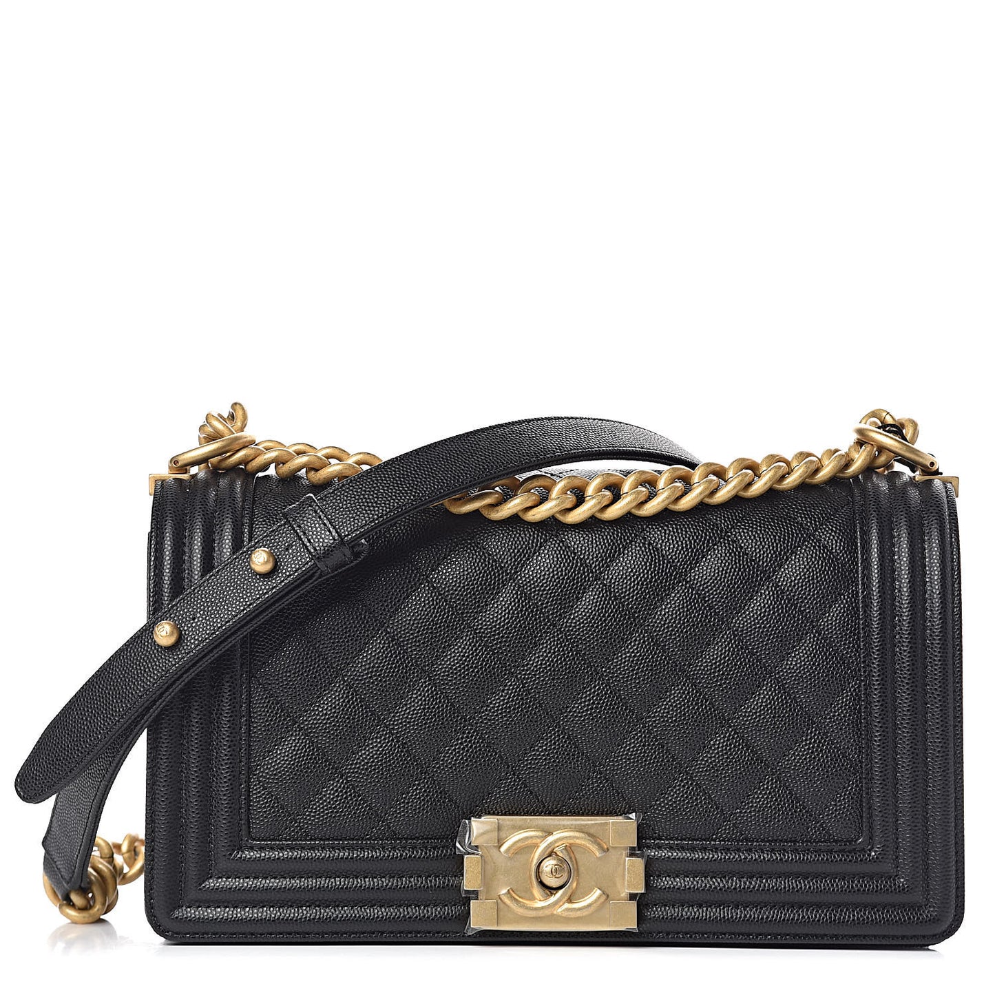 Caviar Quilted Medium Boy Flap Black