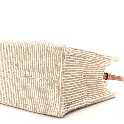 Celine Canvas Calfskin Striped Triomphe Small Cabas Beige 9 of 9