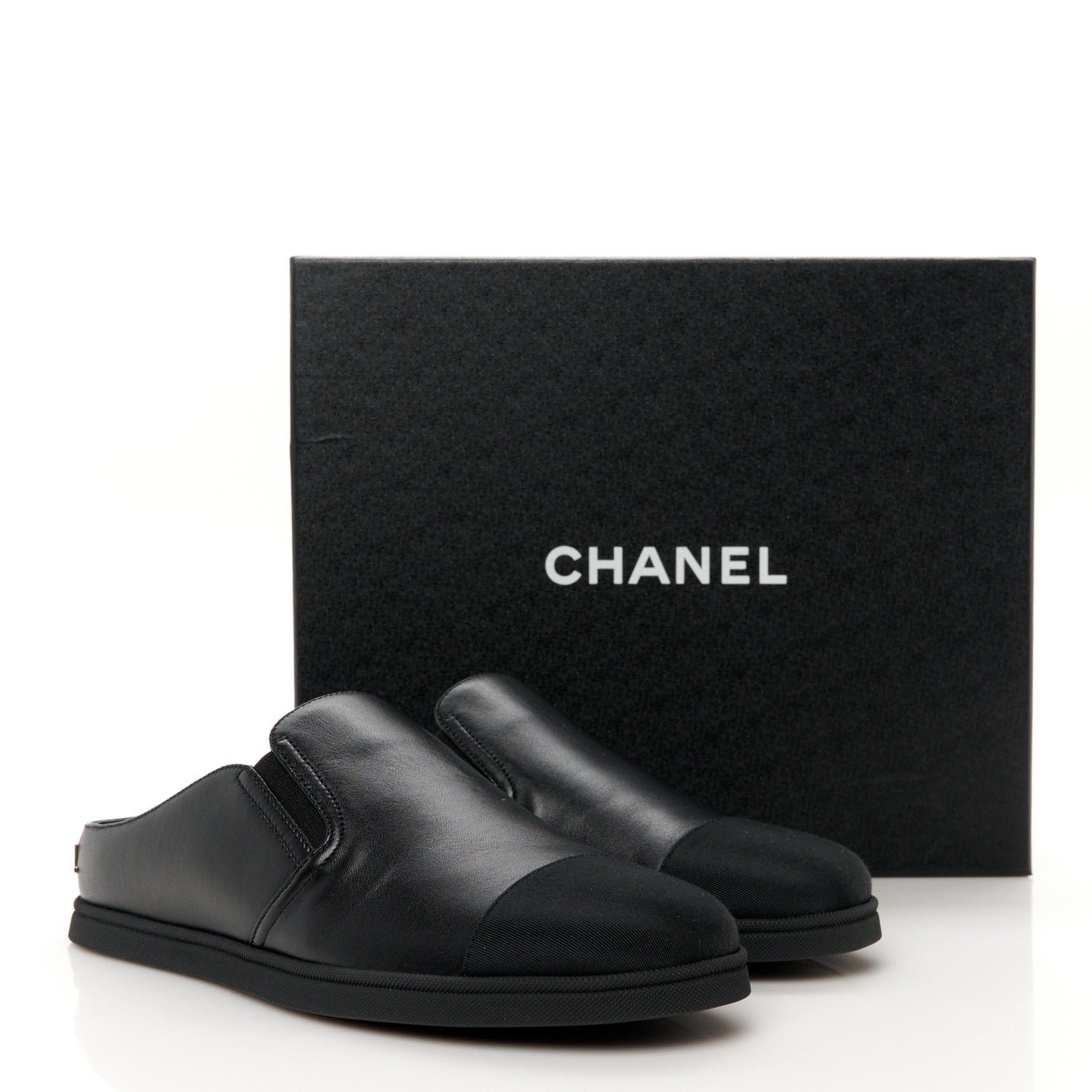 Chanel Lambskin Grosgrain Cap Toe Sneaker Mules 40 Black 19 of 20