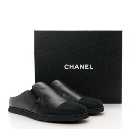 Chanel Lambskin Grosgrain Cap Toe Sneaker Mules 40 Black 19 of 20