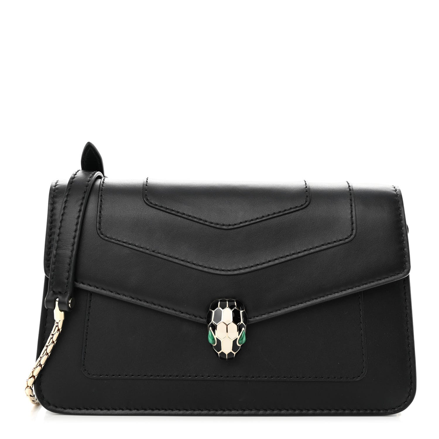 Bulgari Calfskin Serpenti Forever Chain Wallet Black 1 of 9