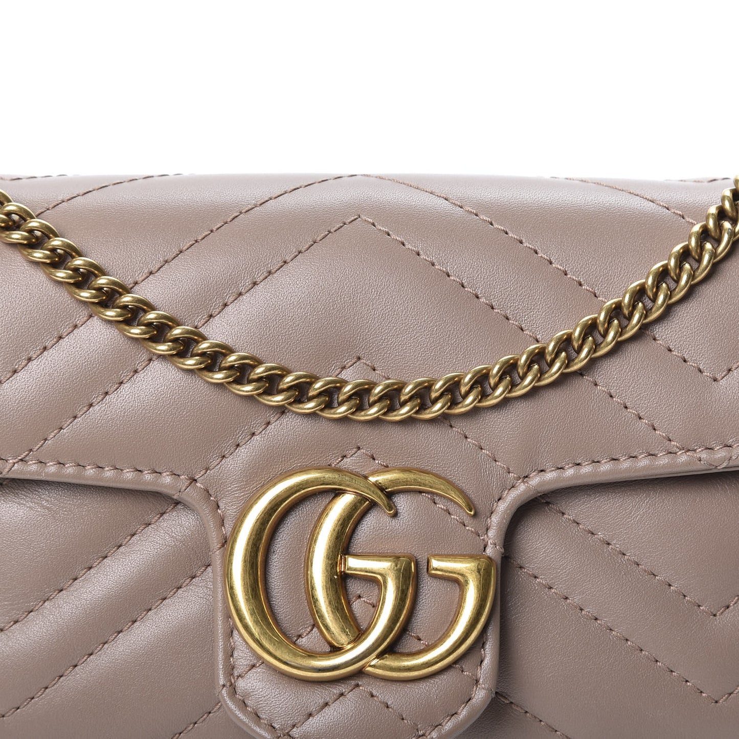 Calfskin Matelasse Super Mini GG Marmont Shoulder Bag Porcelain Rose