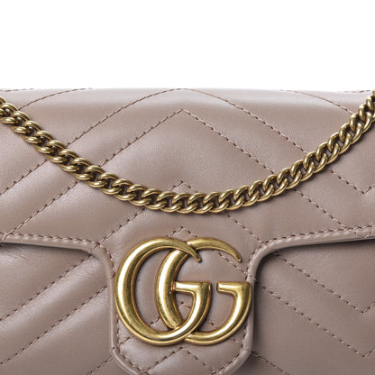 Gucci Calfskin Matelasse Super Mini GG Marmont Shoulder Bag Porcelain Rose 10 of 11
