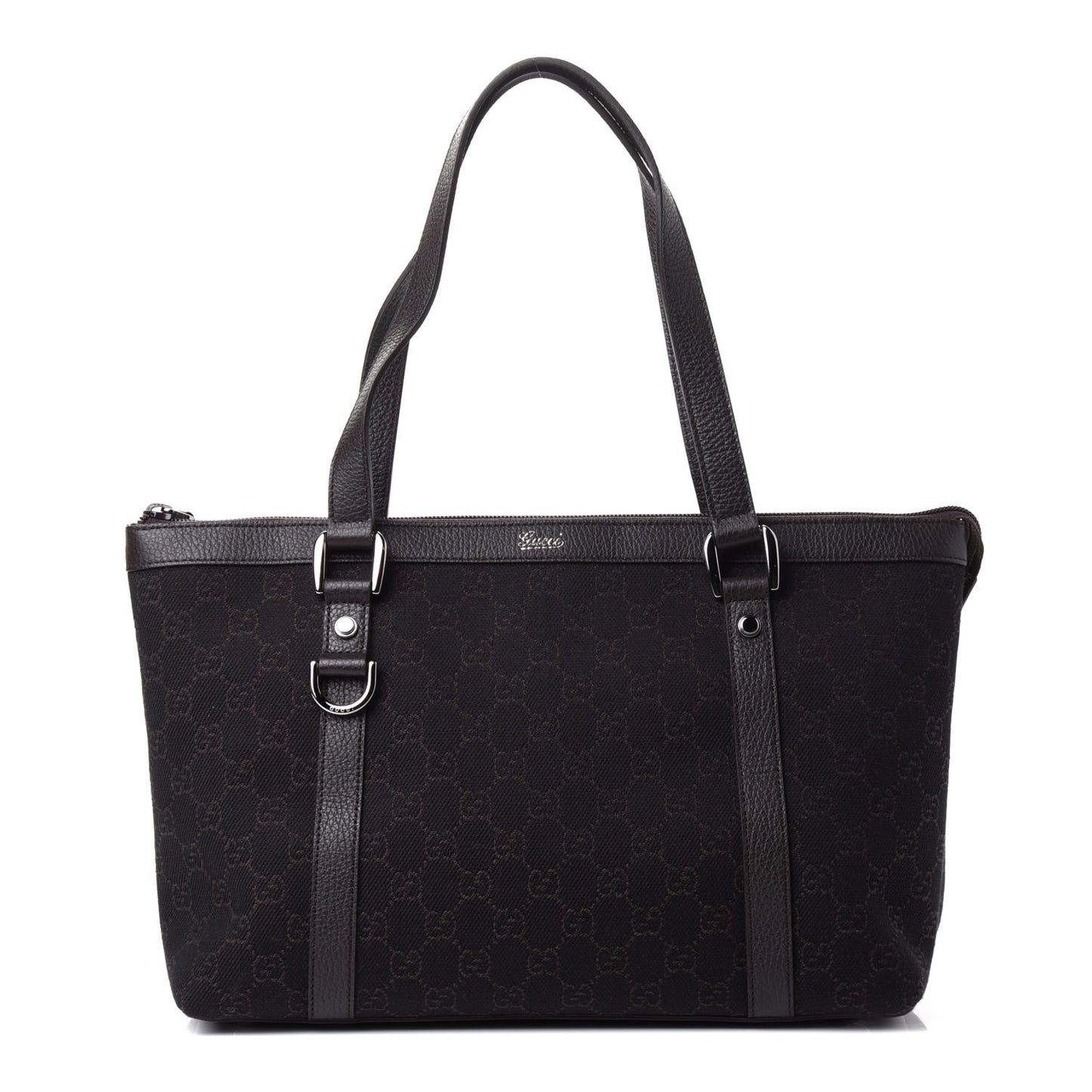 Denim Monogram Medium Abbey Tote Dark Brown