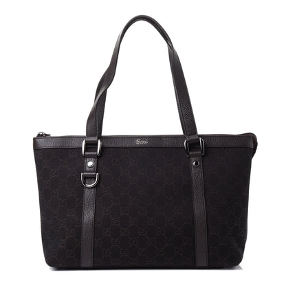 Gucci Denim Monogram Medium Abbey Tote Dark Brown 1 of 8
