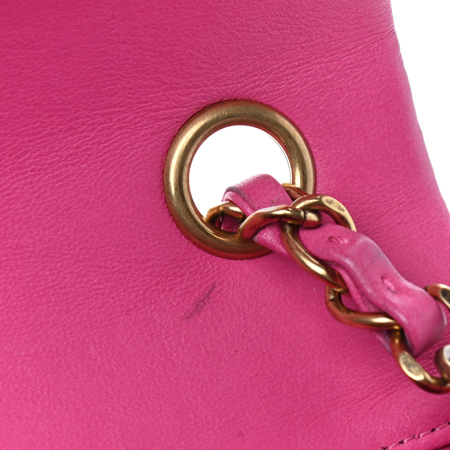 Lambskin Chevron Quilted Mini Rectangular Flap Dark Pink