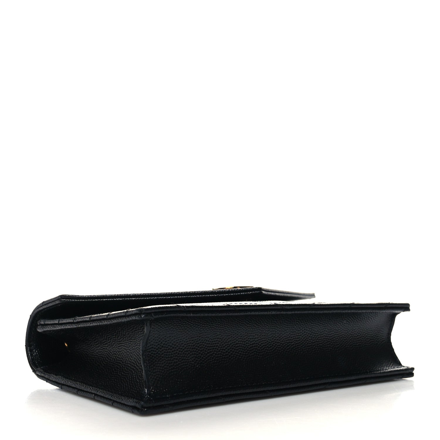 Saint Laurent Grain De Poudre Matelasse Chevron Monogram Envelope Chain Wallet Black 3 of 9