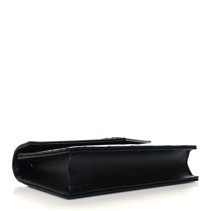 Saint Laurent Grain De Poudre Matelasse Chevron Monogram Envelope Chain Wallet Black 3 of 9