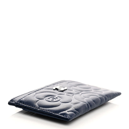 Chanel Lambskin Camellia Embossed Card Holder Navy 4 of 9