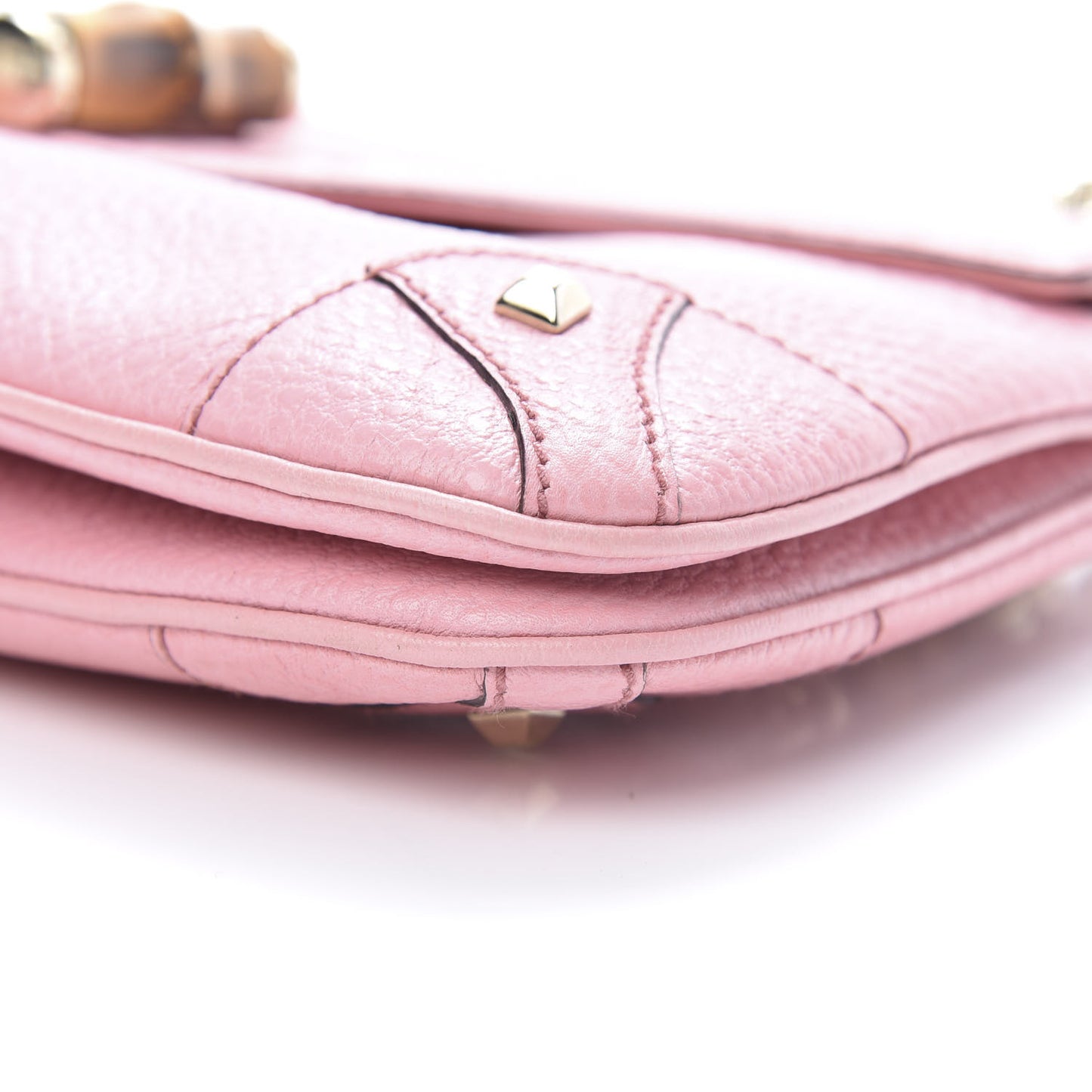 Pebbled Calfskin Bamboo Chain Bag Pink