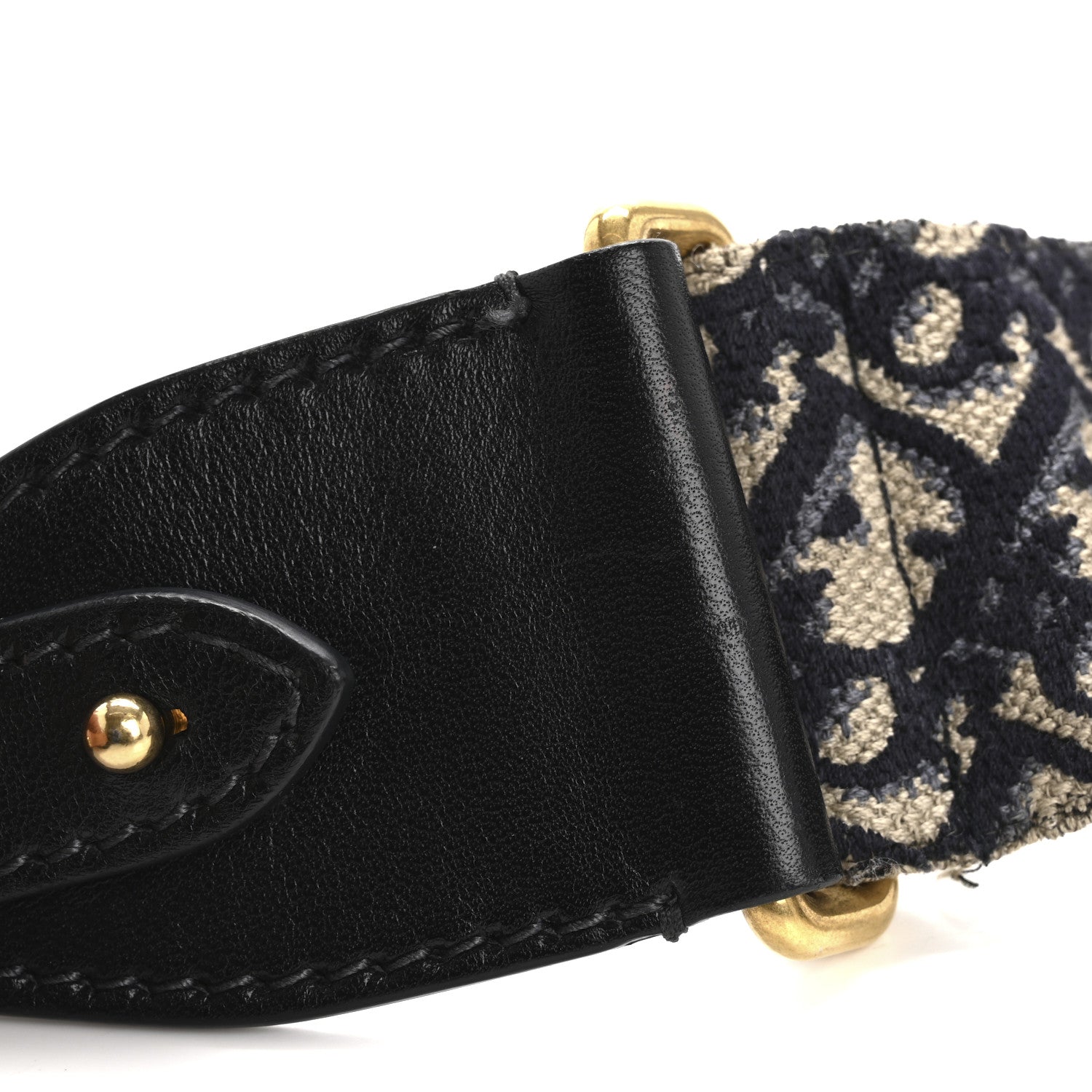 Christian Dior Oblique Studded Shoulder Strap Blue 5 of 11