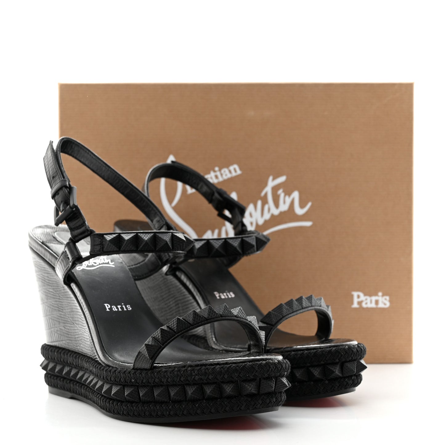 Calfskin Crocodile Embossed Pyraclou 110 Wedge Sandals 41 Black