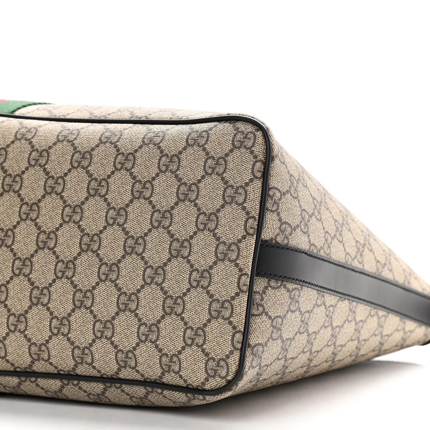Gucci GG Supreme Monogram Web Medium Zippered Tote Beige Black 10 of 10