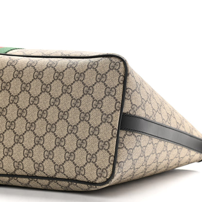 Gucci GG Supreme Monogram Web Medium Zippered Tote Beige Black 10 of 10