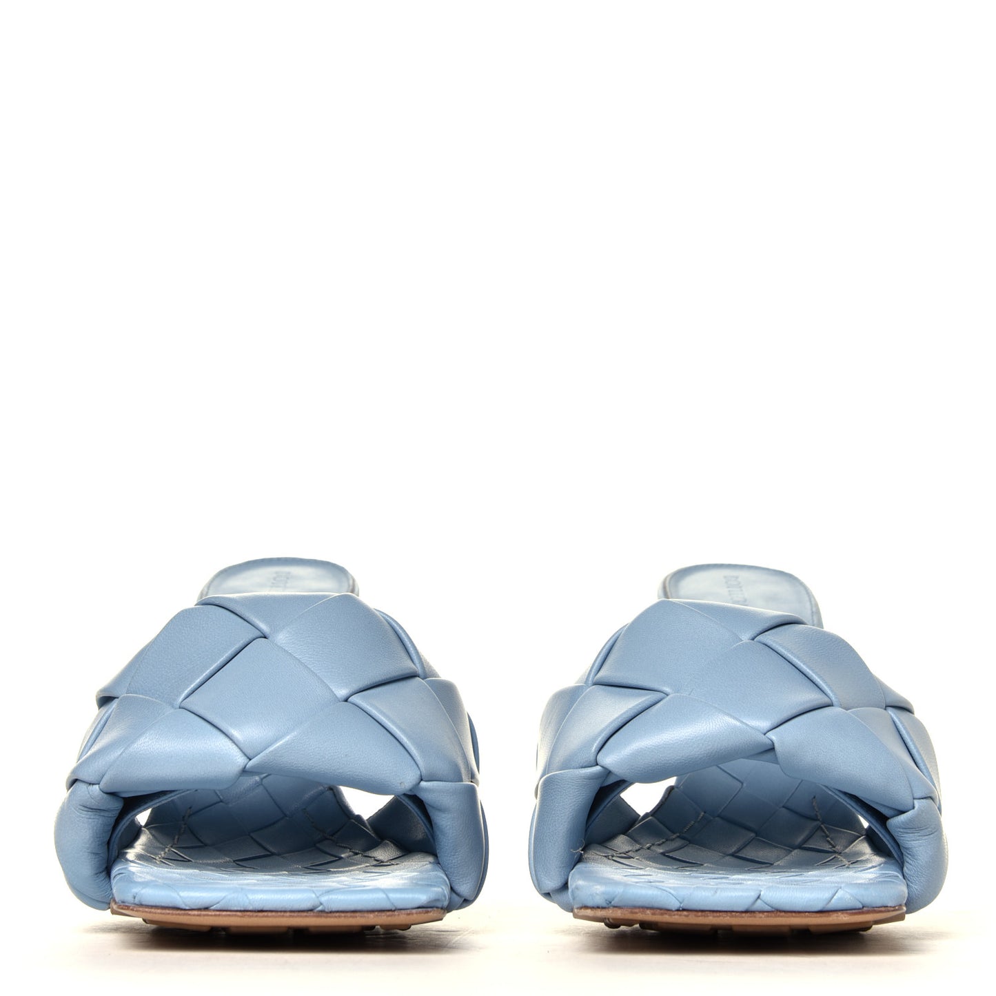 Nappa Maxi Intrecciato Lido Mule Sandals 39.5 Ice