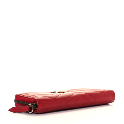Gucci Calfskin Matelasse GG Marmont Zip Around Wallet Hibiscus Red 10 of 24