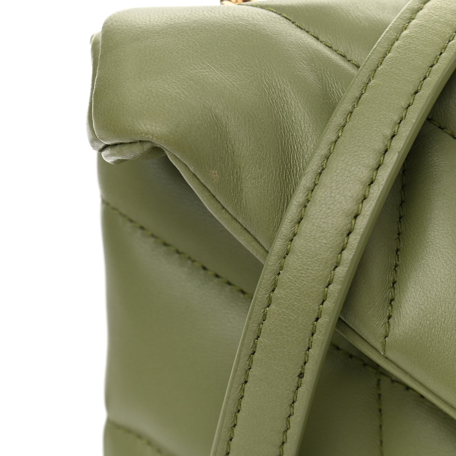 Saint Laurent Lambskin Quilted Toy Loulou Puffer Monogram Chain Satchel Light Pistache 12 of 13