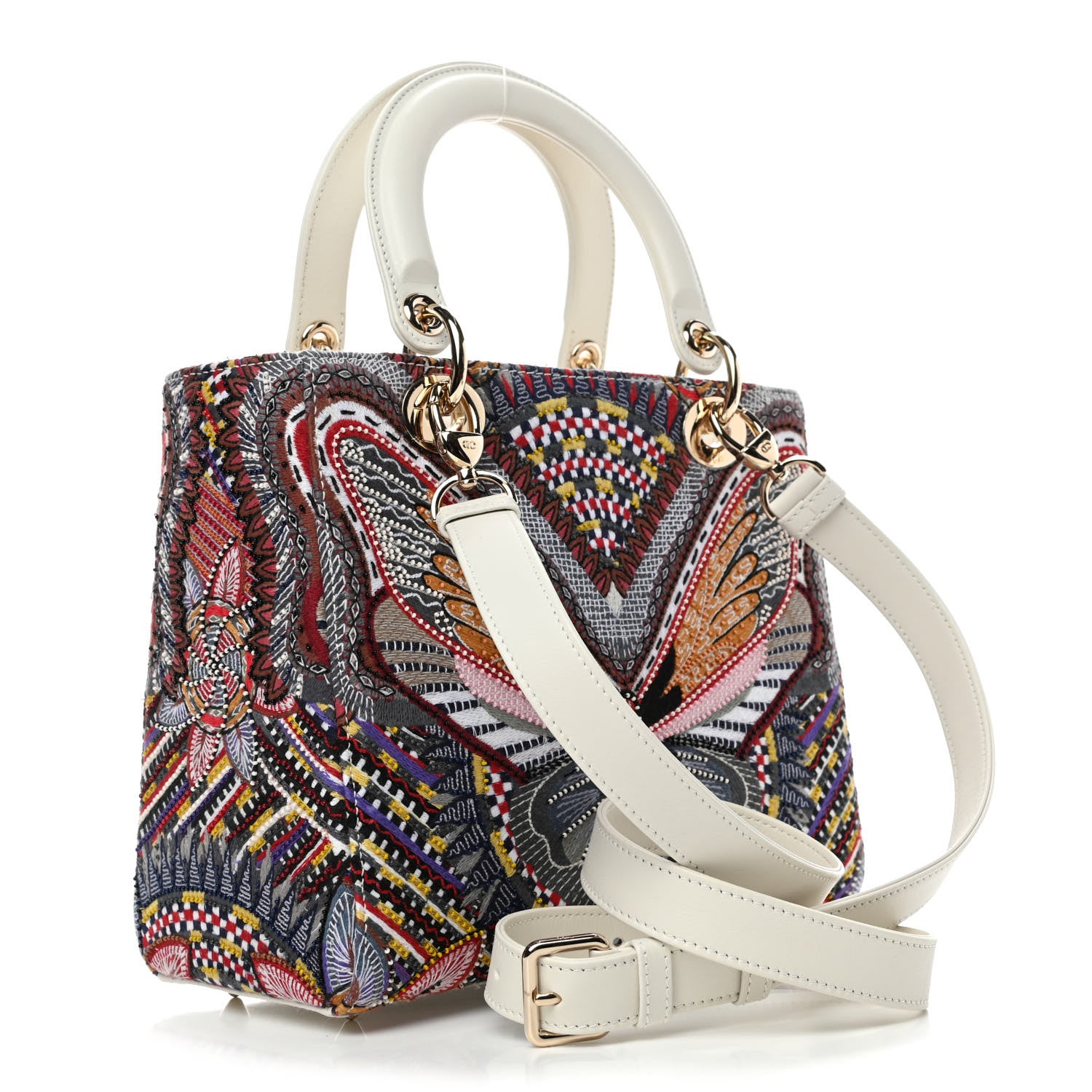 Christian Dior Calfskin Embroidered Butterfly Medium Lady Dior Multicolor 2 of 4