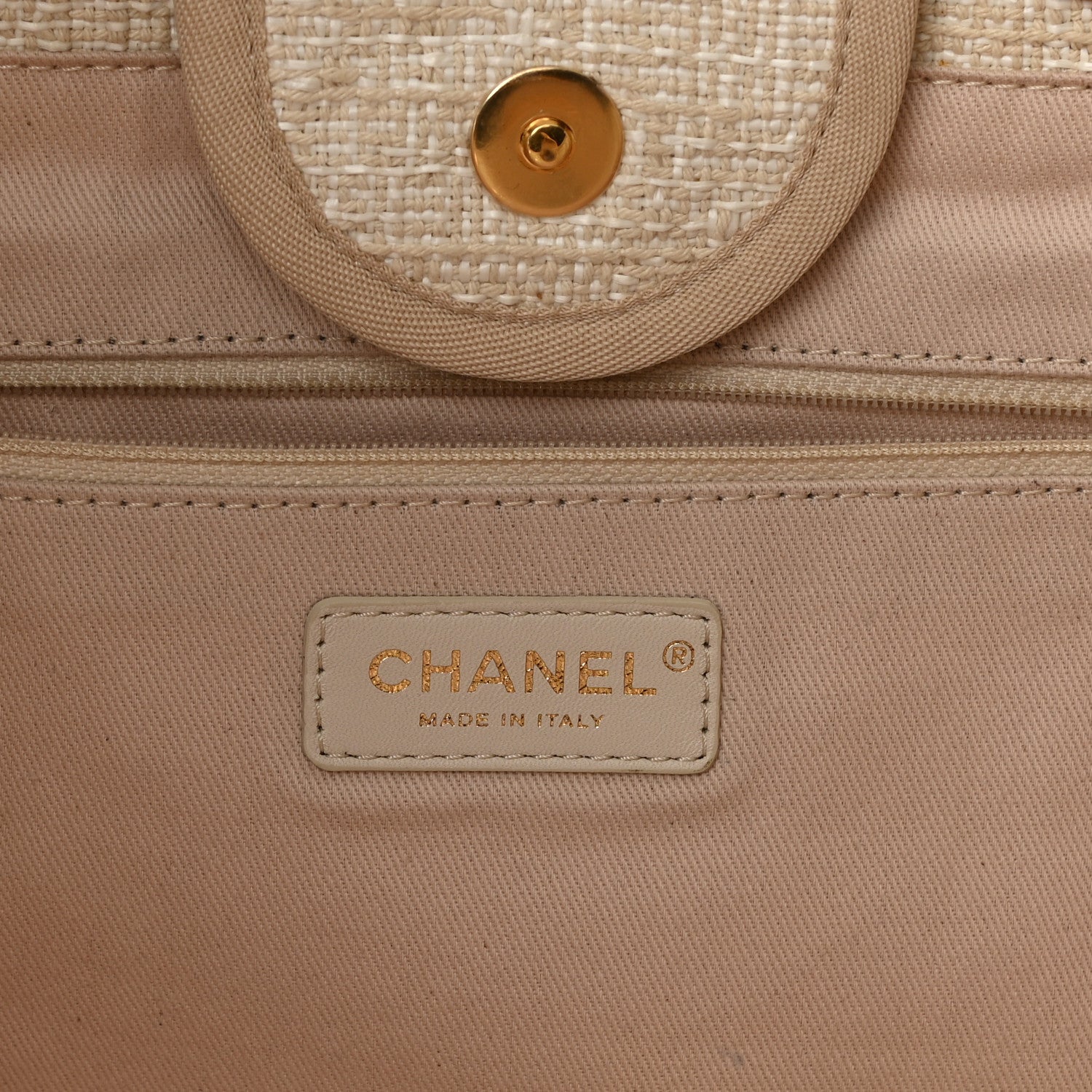 Chanel Mixed Fibers Calfskin Medium Deauville Tote Light Beige 6 of 10