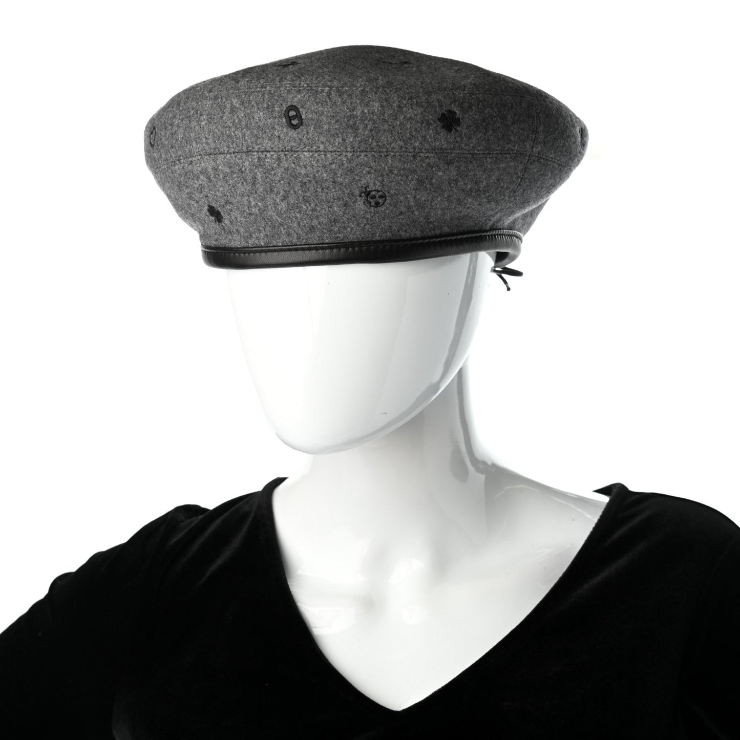 Cashmere Lambskin Saint-Honore Charms Beret 57 Charbon